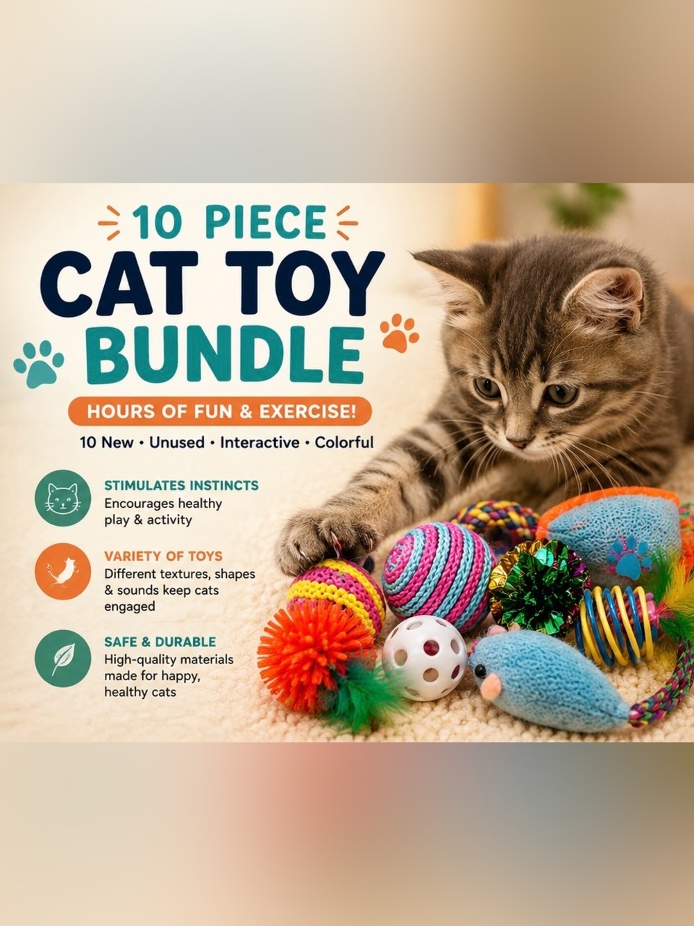 Cat Toy Bundle Lot of 10 New Unused Interactive Cat Toys